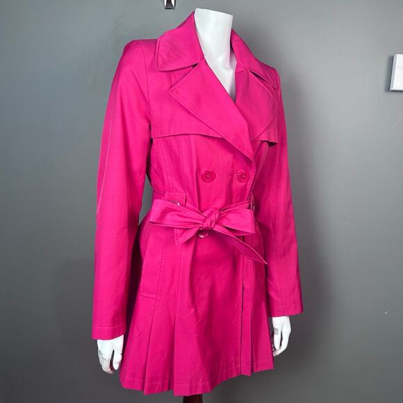 Via Spiga trench coat medium pink pleated double breasted slimming peplum - Picture 3 of 12